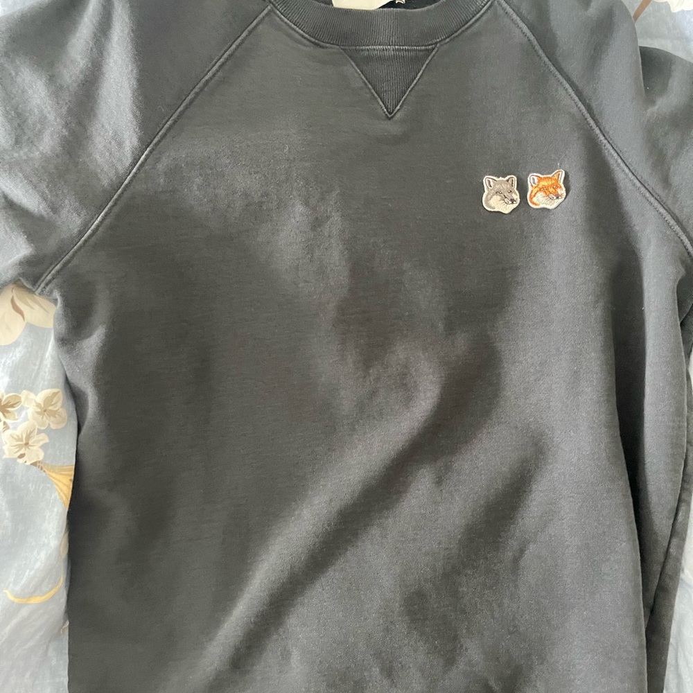 Navy Double Fox Head Patch Classic Sweatshirt - image 1